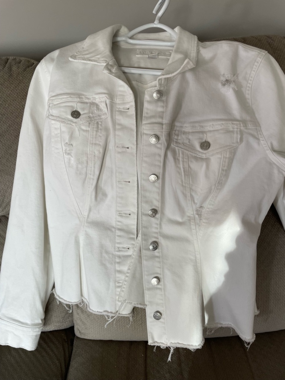 Maurices White Distressed Jean Jacket